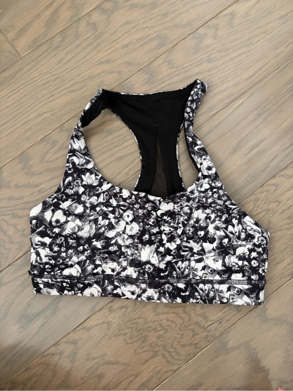 lululemon athletica Black & White Floral Racerback Sports Bra